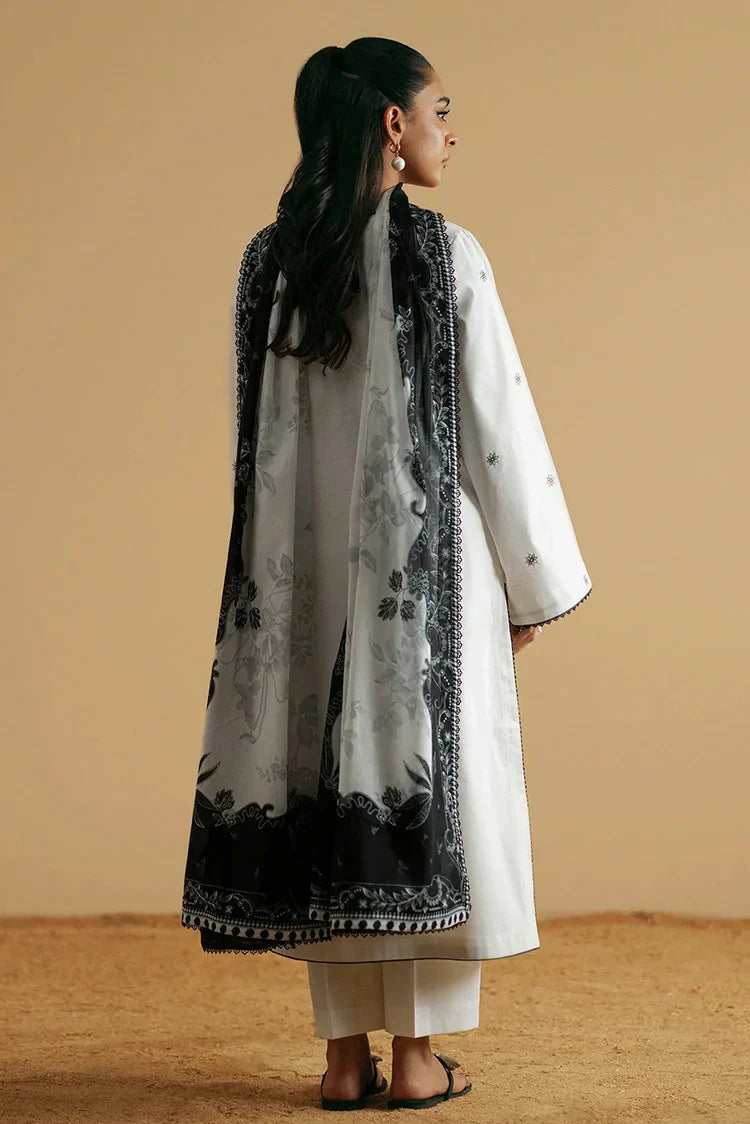 Picture of Seran - Monochrome Luxury Lawn Collection - D07 IVRA - Unstitched - Available at Raja Sahib