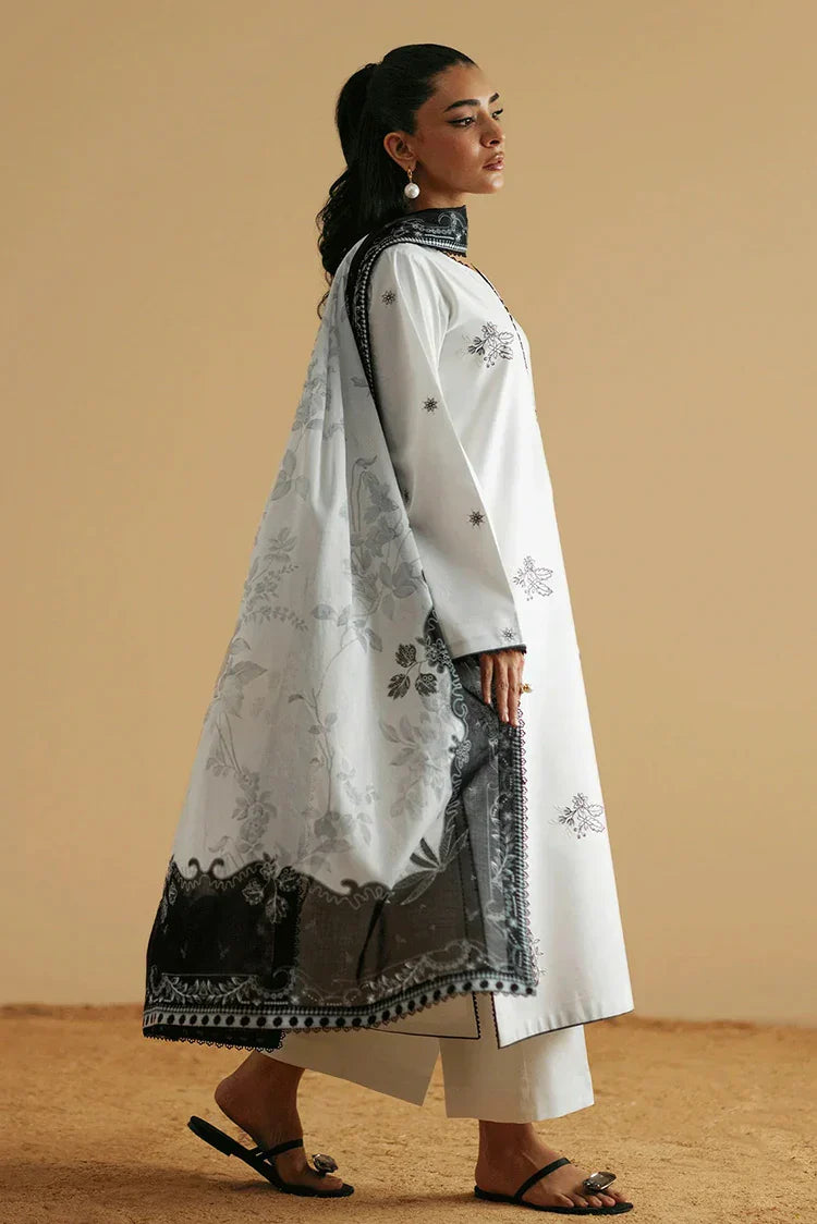 Picture of Seran - Monochrome Luxury Lawn Collection - D07 IVRA - Unstitched - Available at Raja Sahib