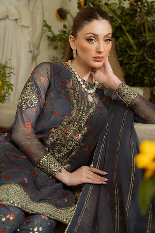 Nureh - Amaya Embroidered & Printed Chiffon Collection Vol 1 - AM-10 - Unstitched