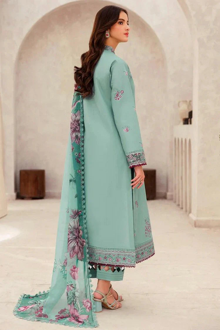 Picture of Farasha - Bahaar Embroidered Lawn Collection - 08 Cyan Whisper - Unstitched - Available at Raja Sahib