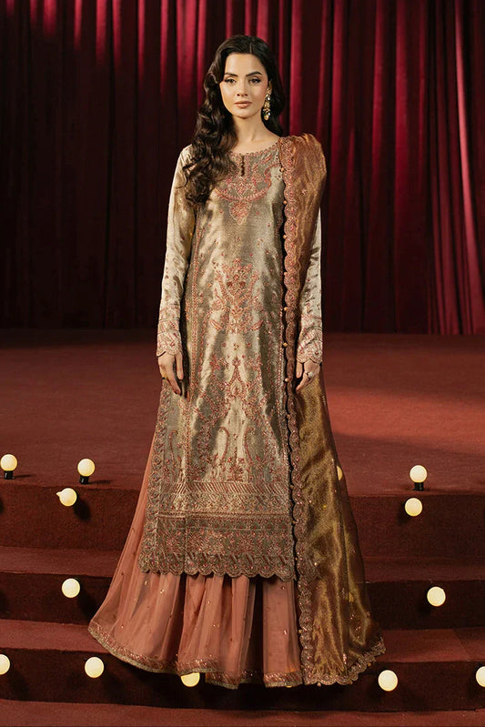 Picture of Asim Jofa - Premium Festive Collection - AJPF-16 EMBROIDERED ZARI TISSUE 3 PCS - Unstitched - Available at Raja Sahib