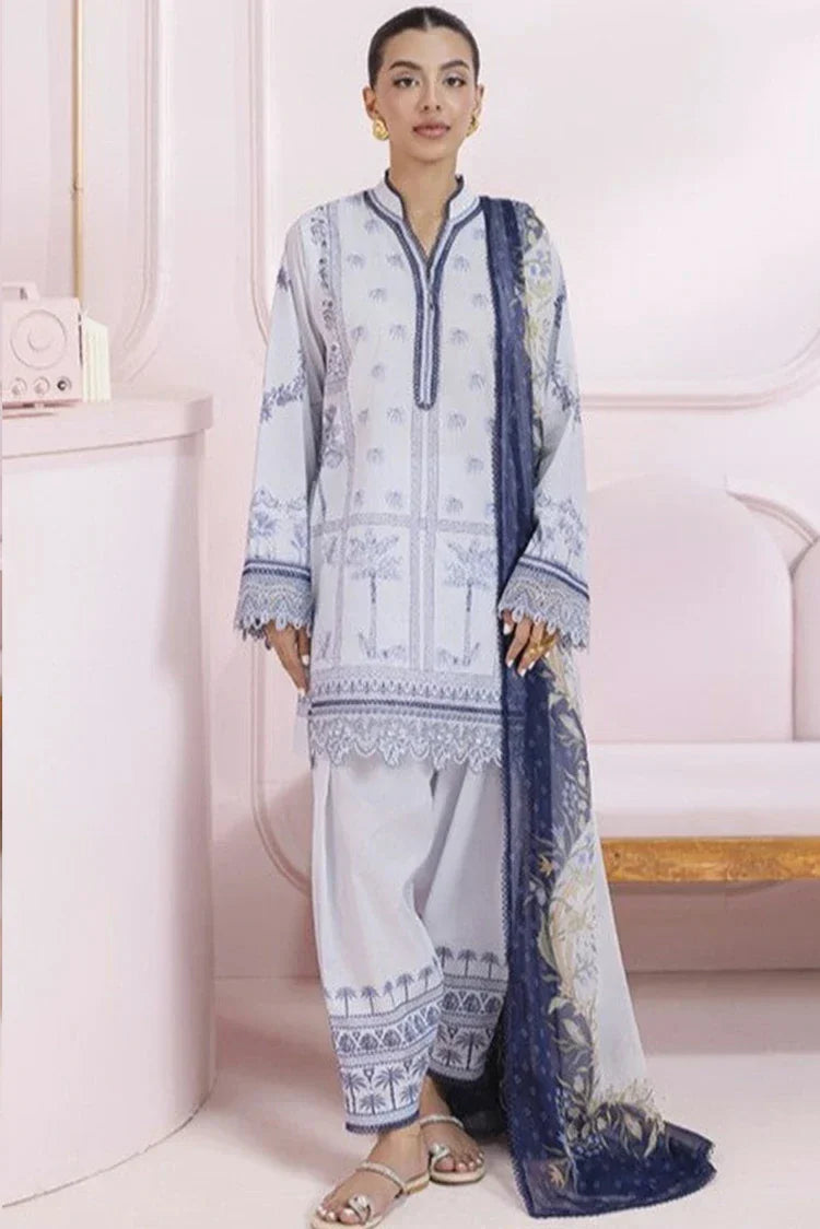 Picture of Qalamkar - Qprints Floral Embroidered Eid Collection - EM-06 (A) SAGE - Unstitched - Available at Raja Sahib