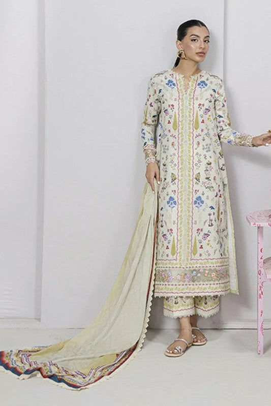 Picture of Qalamkar - Qprints Floral Embroidered Eid Collection - EM-09 (A) HAZEL - Unstitched - Available at Raja Sahib