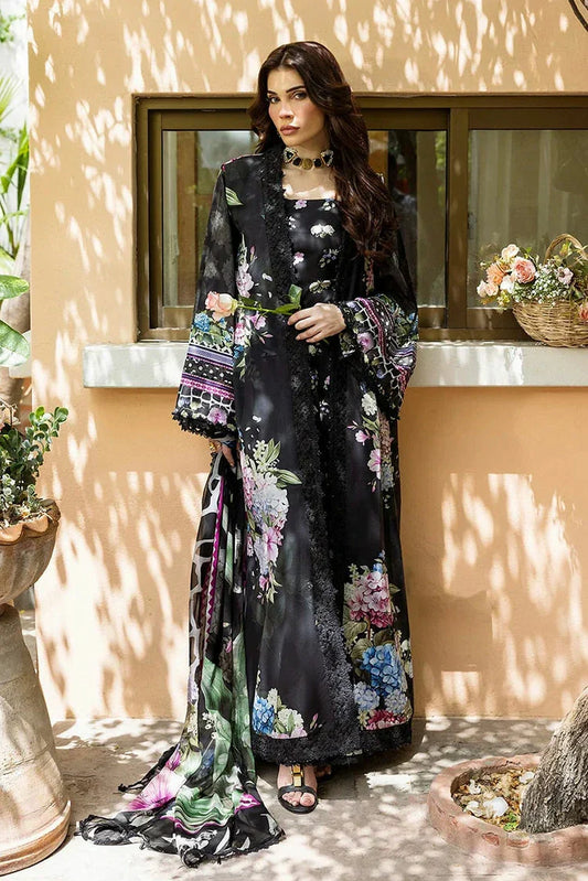 Picture of Elaf - Chiffon Print Collection - ECD-4A MIDNIGHT BLOOM - Unstitched - Available at Raja Sahib