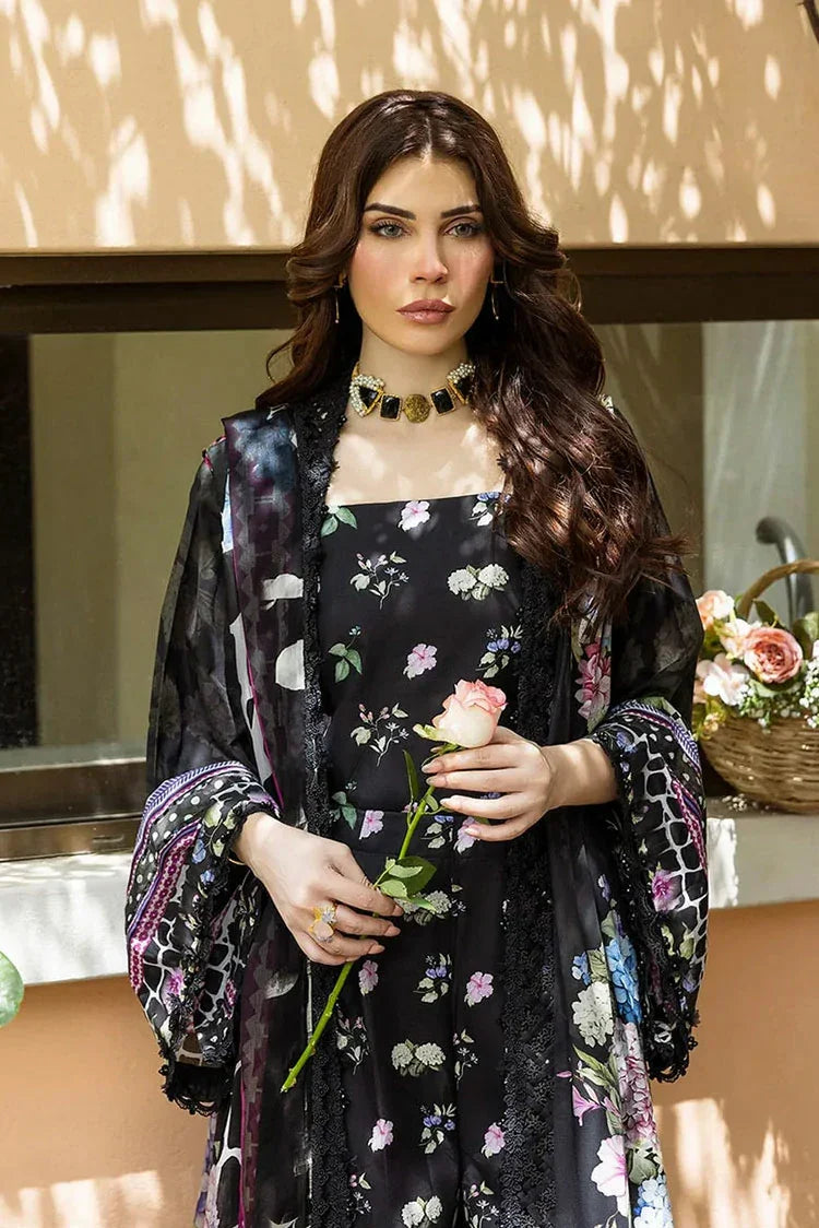 Picture of Elaf - Chiffon Print Collection - ECD-4A MIDNIGHT BLOOM - Unstitched - Available at Raja Sahib