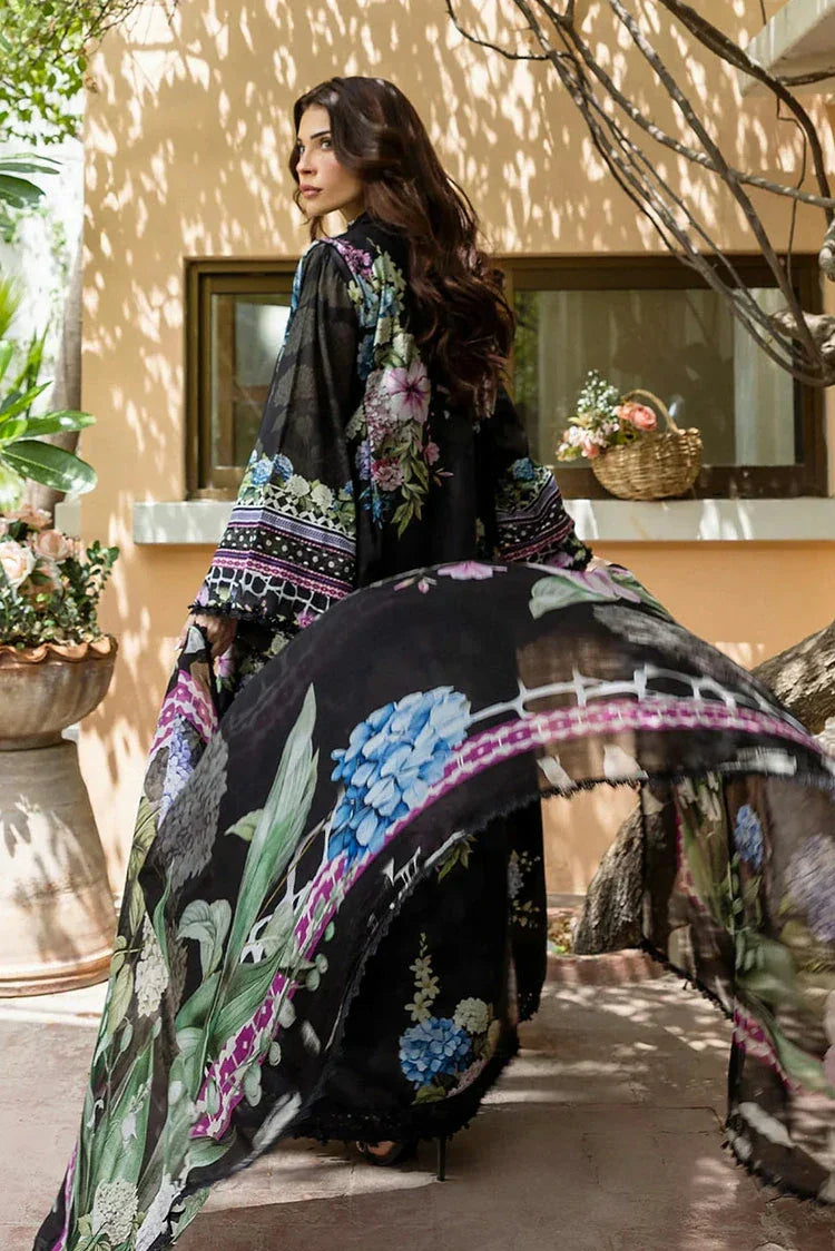 Picture of Elaf - Chiffon Print Collection - ECD-4A MIDNIGHT BLOOM - Unstitched - Available at Raja Sahib