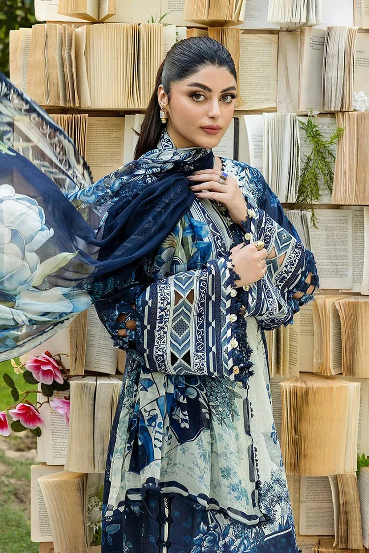 Picture of Elaf - Chiffon Print Collection - ECD-7B BLOOMSTELLA - Unstitched - Available at Raja Sahib