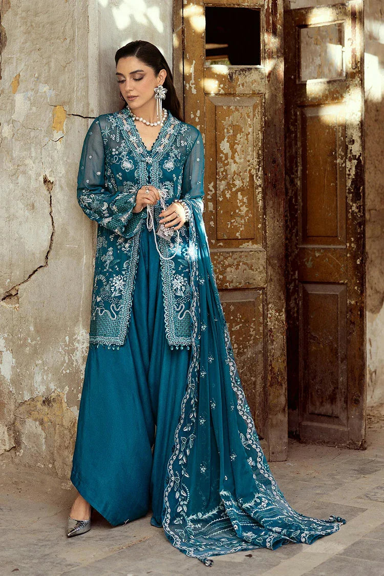 Qalamkar - Festive Embroidered Chiffons Collection - WC-04 Nessa - Unstitched