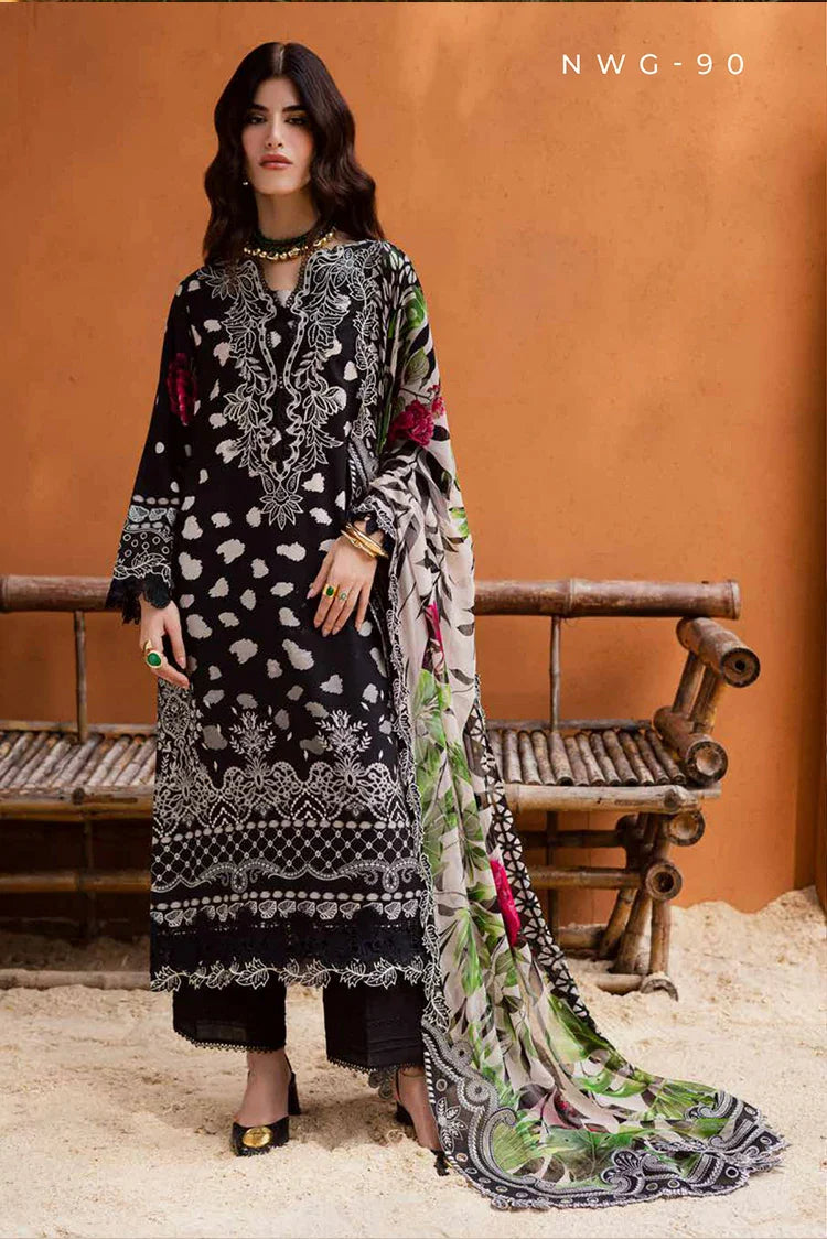 Nureh - Gardenia Embroidered Viscose Slub Linen Collection Vol 1 - NWG-90 - Unstitched