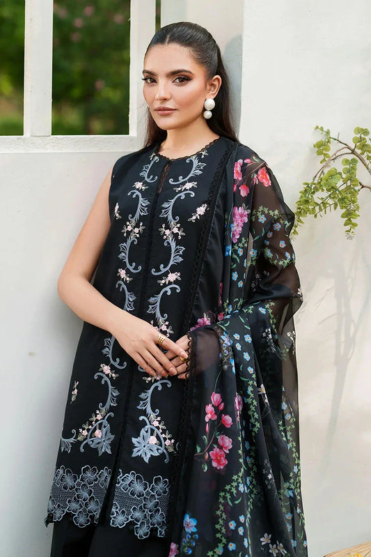 Asifa & Nabeel - Eden Cambric Collection - Ink Blossom ECU25-02 - Unstitched