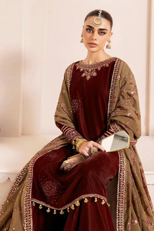 Jazmin - Chaandani Luxury Velvet Formals - CVF D-07 GULAAL - Unstitched