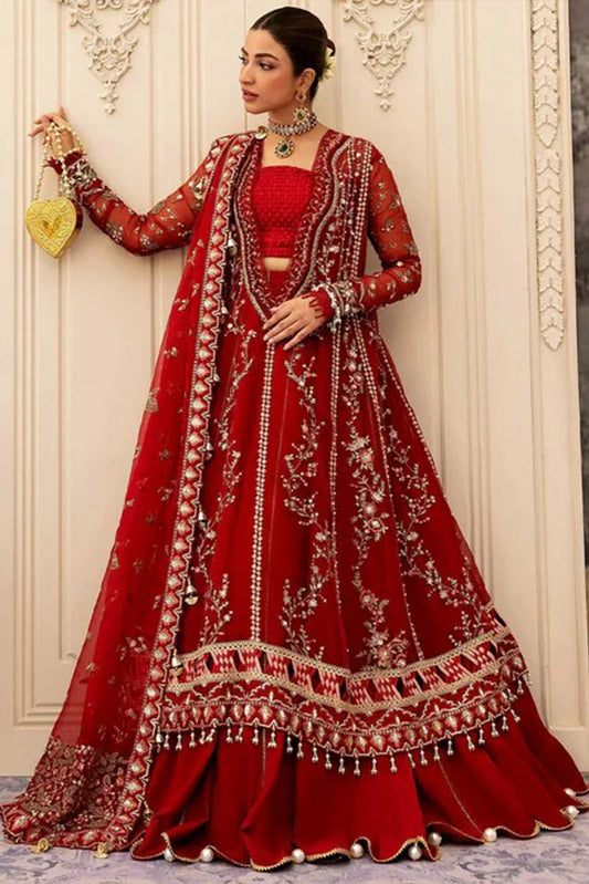Sadaf Fawad Khan - Siraa Festive Luxe Collection - 02 Scarlet - Unstitched