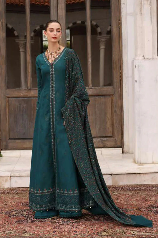 Noor by Saadia Asad - Noor Winter Pashmina Shawl - D11-Teal Empress - Unstitched