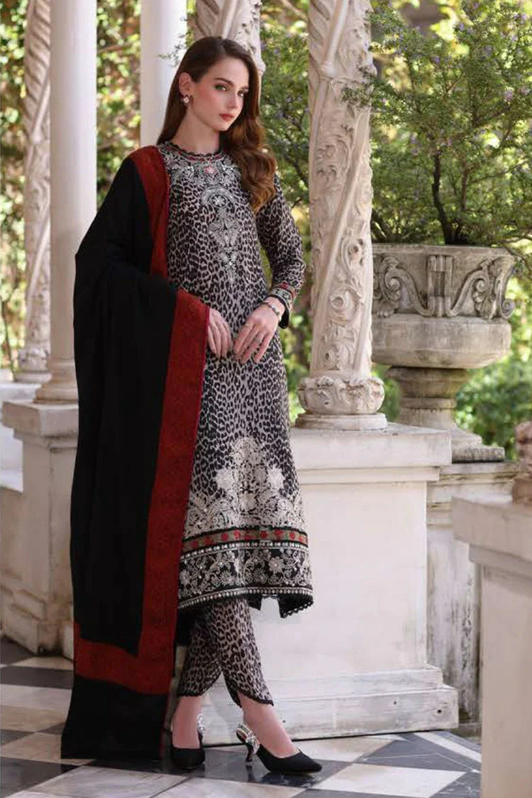 Noor by Saadia Asad - Noor Winter Pashmina Shawl - D1-Noir Safari - Unstitched