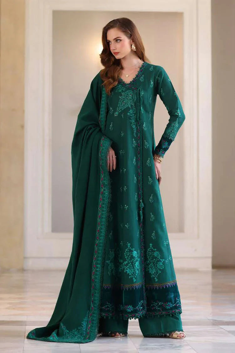 Noor by Saadia Asad - Noor Winter Pashmina Shawl - D2-Emerald Reverie - Unstitched