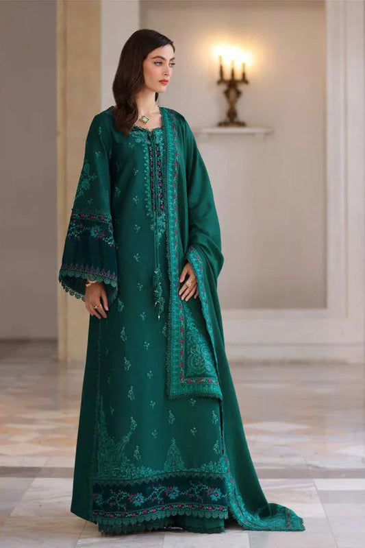 Noor by Saadia Asad - Noor Winter Pashmina Shawl - D2-Emerald Reverie - Unstitched