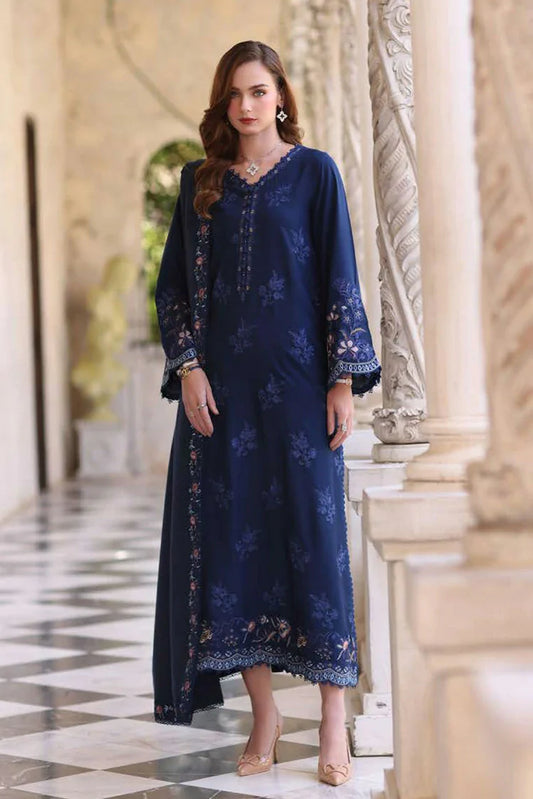 Noor by Saadia Asad - Noor Winter Pashmina Shawl - D4-Sapphire - Unstitched