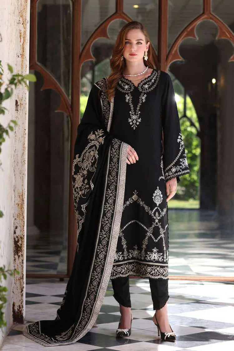 Noor by Saadia Asad - Noor Winter Pashmina Shawl - D7-Obsidian - Unstitched