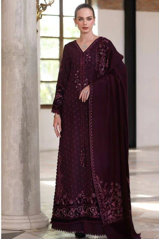 Noor by Saadia Asad - Noor Winter Pashmina Shawl - D9-Damson - Unstitched
