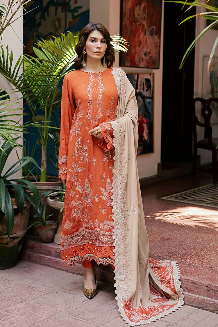 Nureh - Exclusive Luxury Unstitched Peach Leather Collection - NE-184 - Unstitched