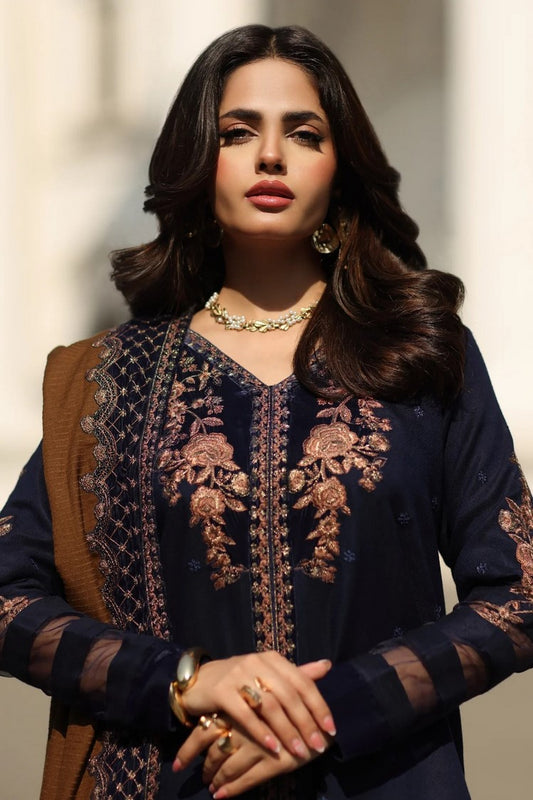Charizma - Signature Embroidered Peach Leather & Velvet Collection - CSW5-01 - Unstitched