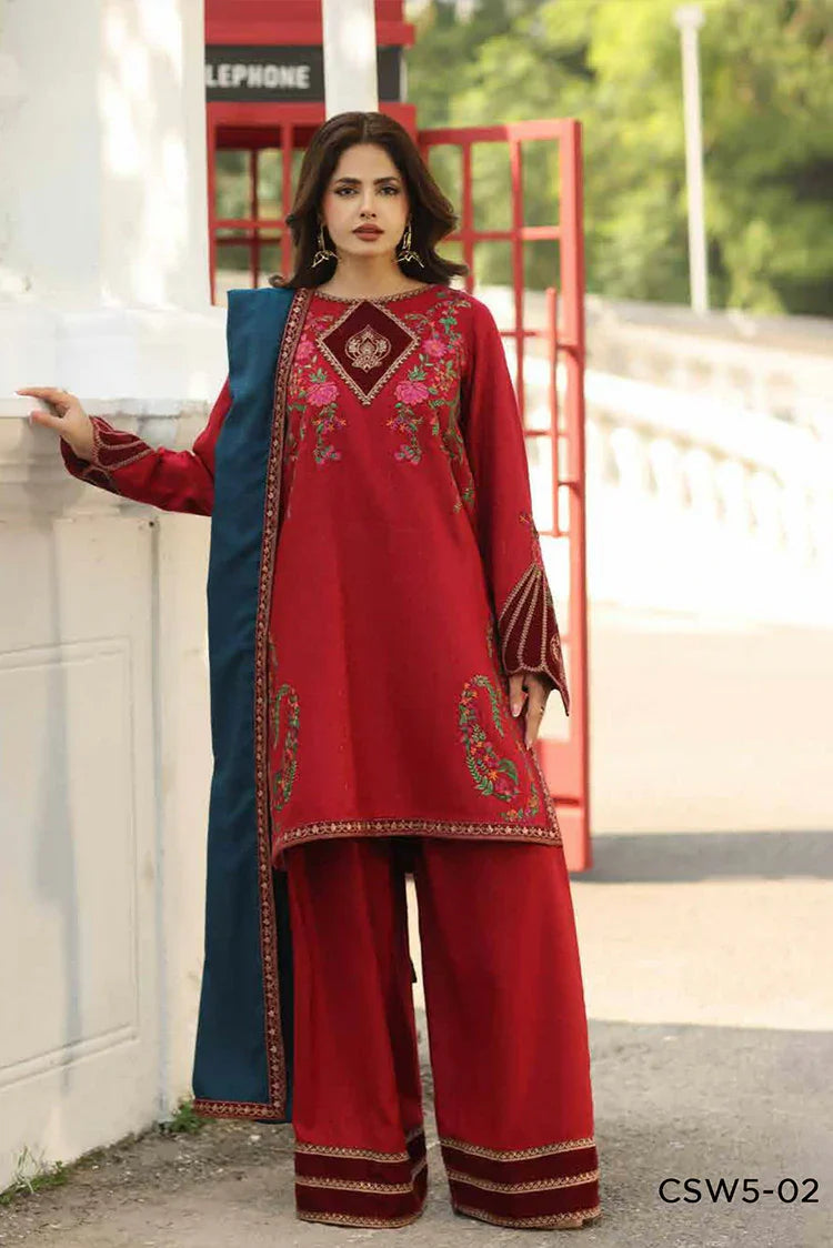 Charizma - Signature Embroidered Peach Leather & Velvet Collection - CSW5-02 - Unstitched