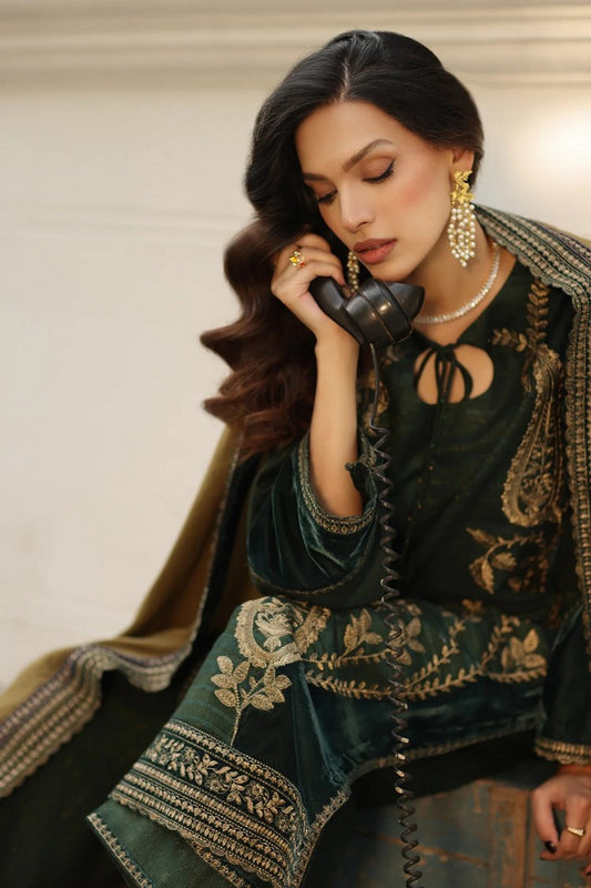 Charizma - Signature Embroidered Peach Leather & Velvet Collection - CSW5-07 - Unstitched