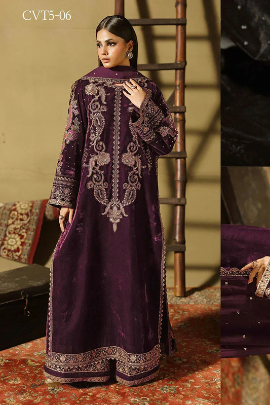 Charizma - Signora Premium Embroidered Velvet & Adda Work Collection Vol 1 - CVT5-06 - Unstitched