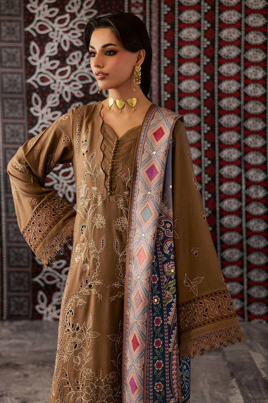 Nureh - Bazar Embroidered Chikankari Peach Leather Collection - NE-205 - Unstitched