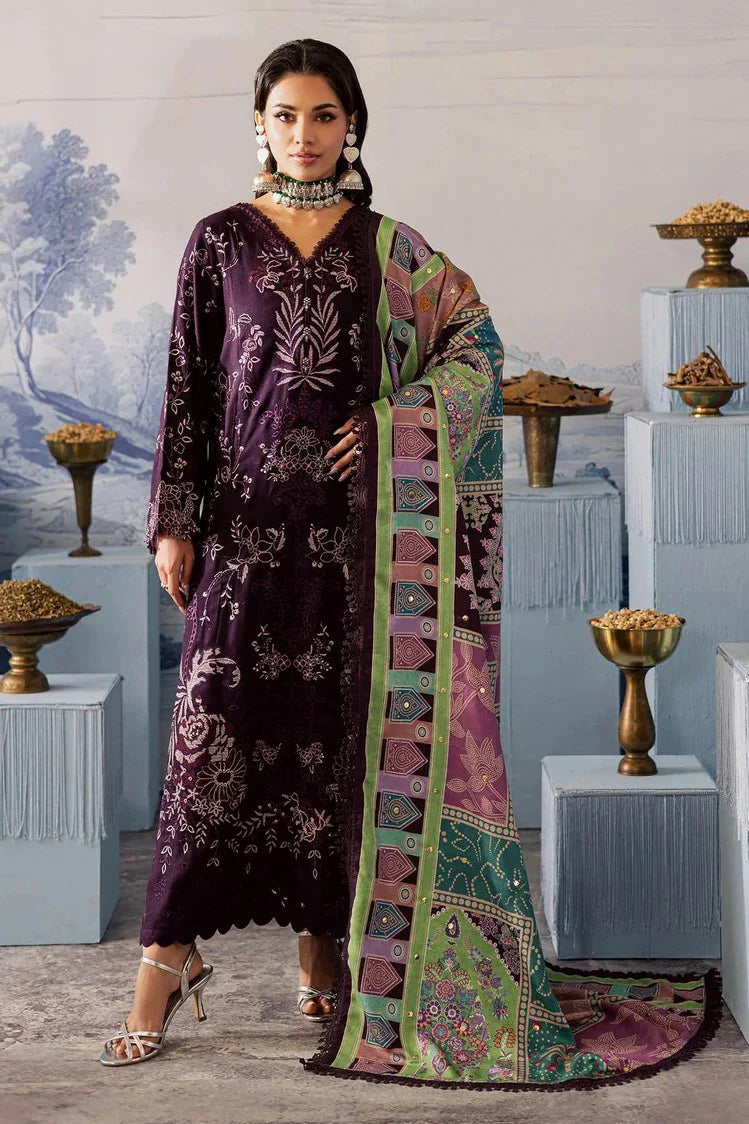 Nureh - Bazar Embroidered Chikankari Peach Leather Collection - NE-208 - Unstitched