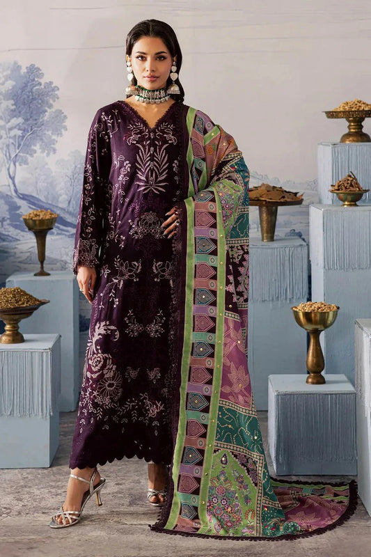 Nureh - Bazar Embroidered Chikankari Peach Leather Collection - NE-208 - Unstitched