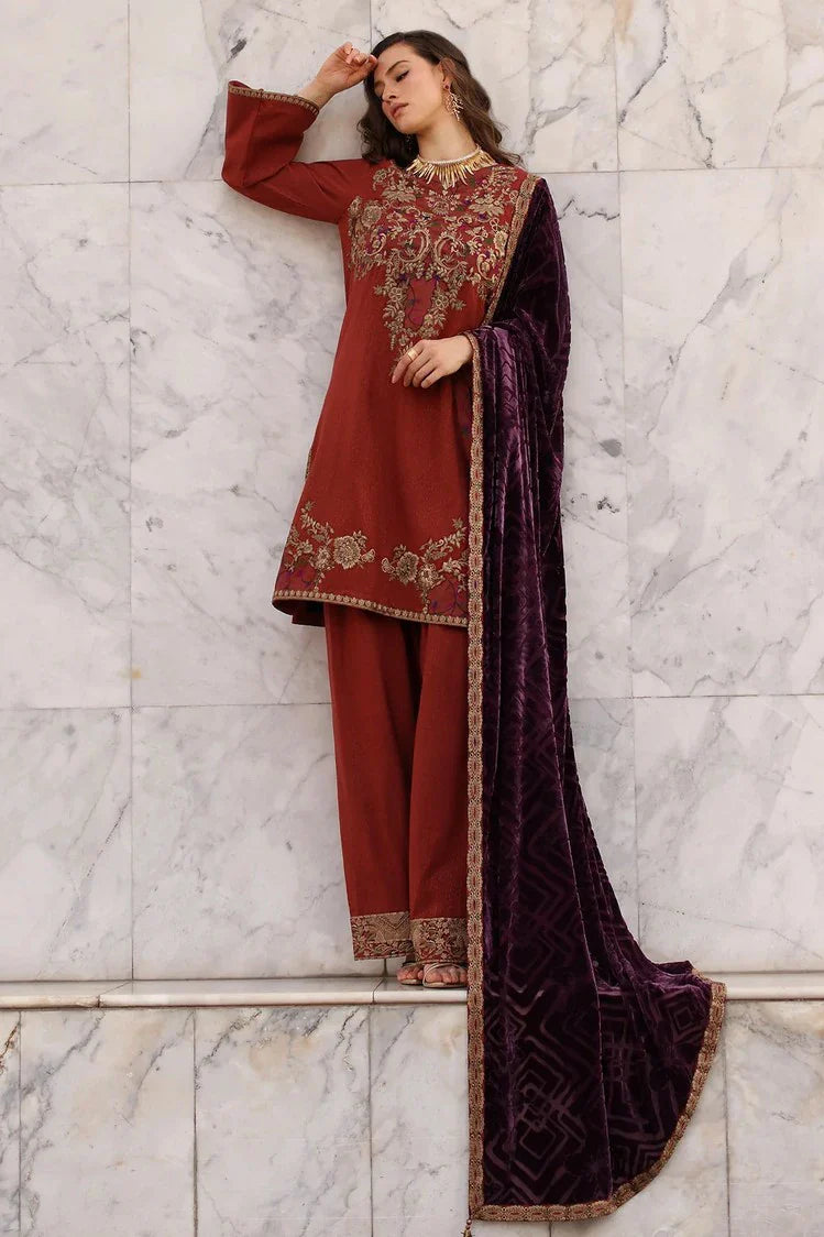 Charizma - Poshima Embroidered Peach Leather Collection Vol 3 - PSW5-22 - Unstitched