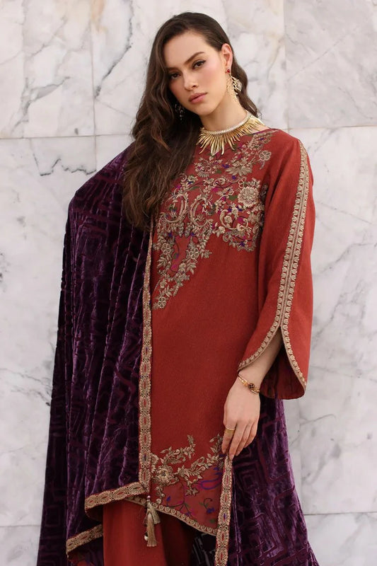Charizma - Poshima Embroidered Peach Leather Collection Vol 3 - PSW5-22 - Unstitched