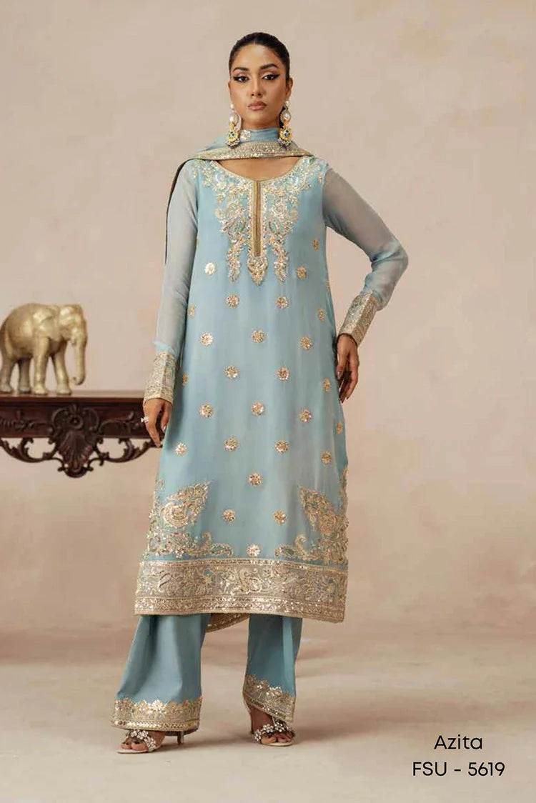 Freesia - Mehrun Luxury Chiffon Collection - FSU-5619 Azita - Unstitched