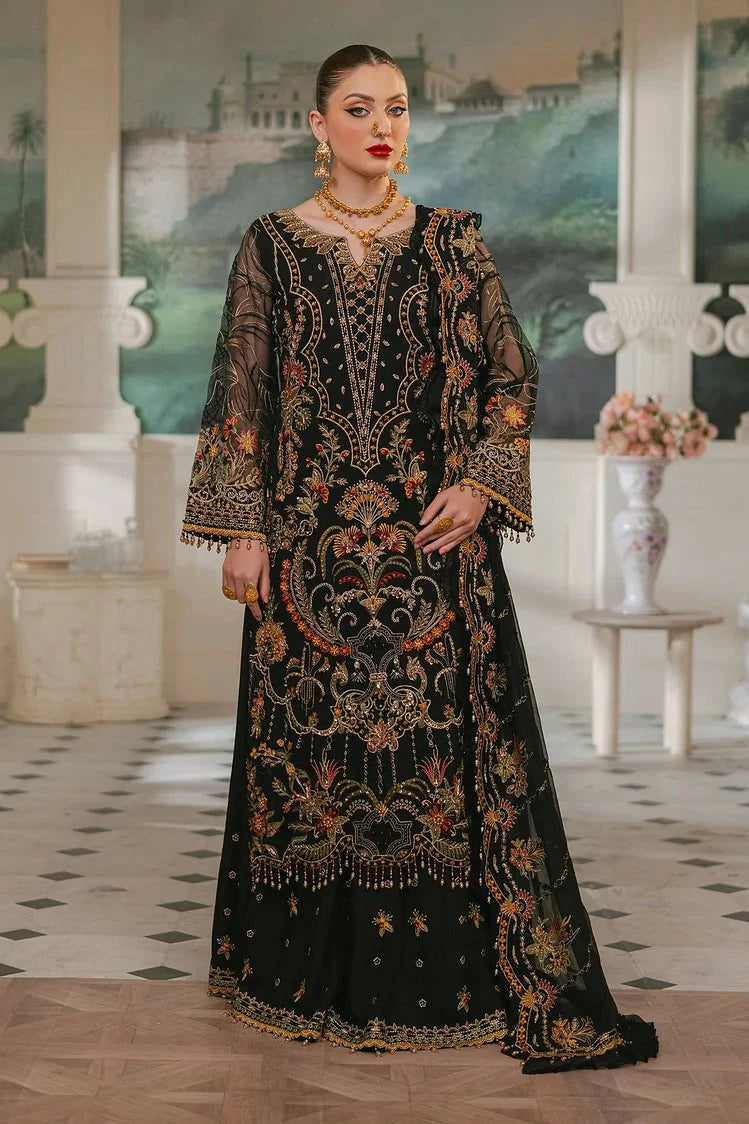 Raeesa - Ada Luxury Chiffon Collection - HU-46 Black Swan - Unstitched