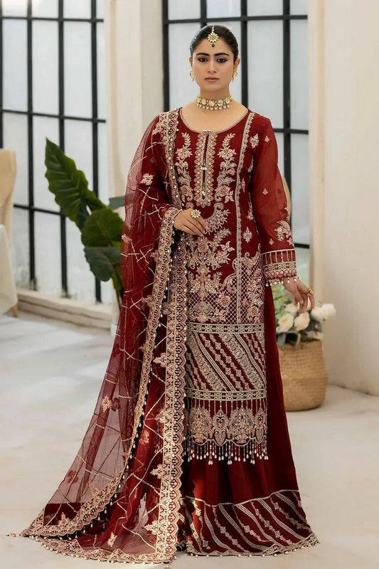 Raeesa - Dehleez Luxury Chiffon Collection Vol 2 - DL-1015 Roseate Belle - Unstitched