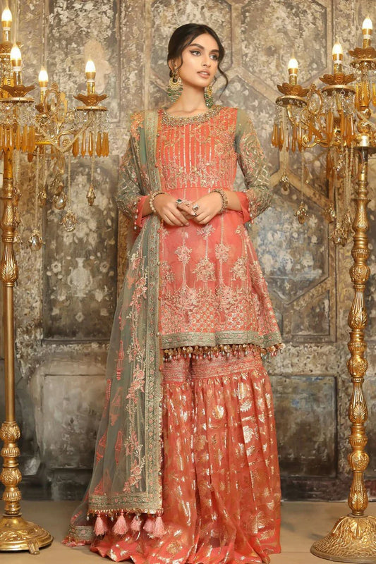 Raeesa - Nooraniyat Wedding Edition - D9-Peach Orange - Unstitched