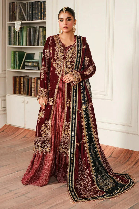 Raeesa - Sheen Luxury Velvet - HV-03-Sitara - Unstitched