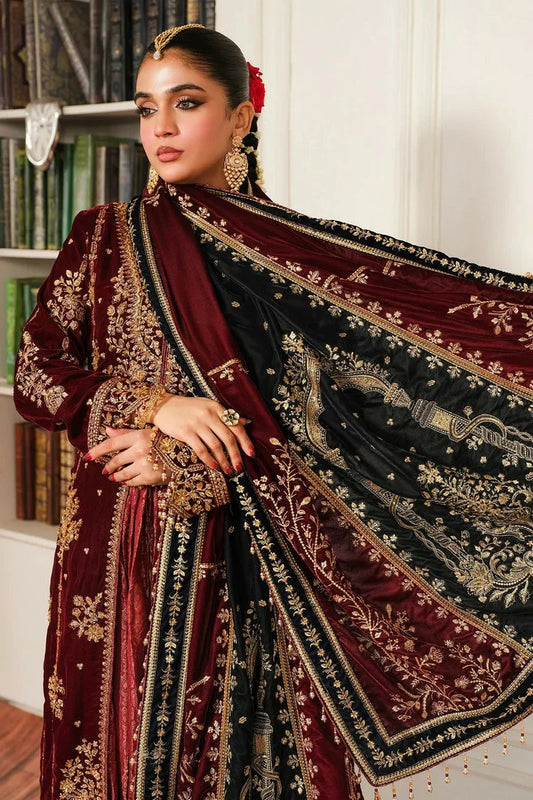 Raeesa - Sheen Luxury Velvet - HV-03-Sitara - Unstitched
