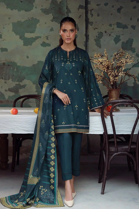 Sahar - Elara Fall Winter Printed Collection - AW1-25-03-Emerald Dusk - Unstitched