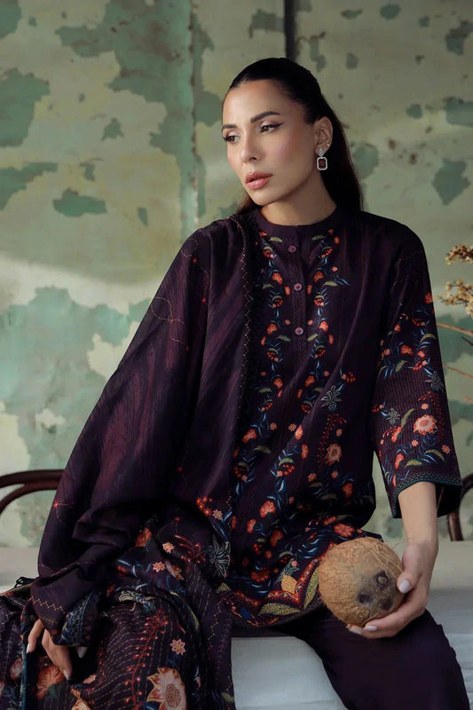 Sahar - Elara Fall Winter Printed Collection - AW1-25-04-Royal Plum - Unstitched