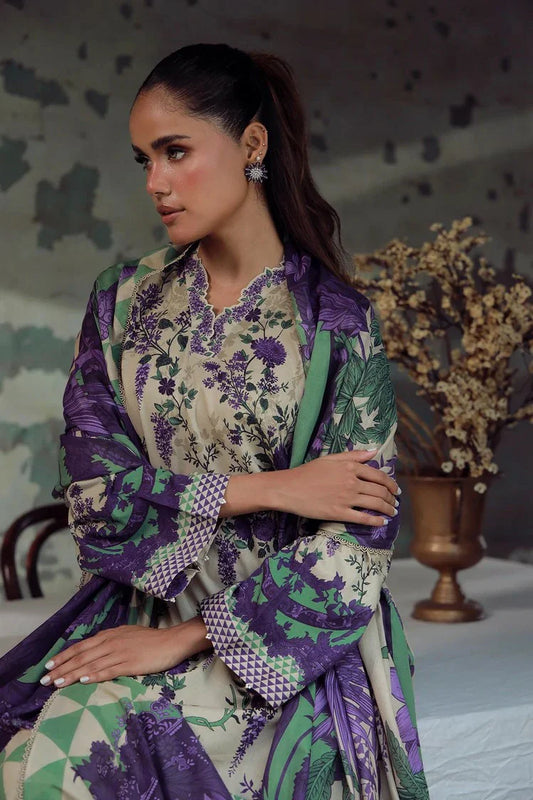 Sahar - Elara Fall Winter Printed Collection - AW1-25-07-Ivory Wisteria - Unstitched