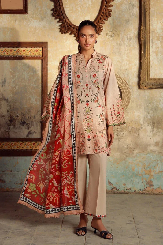 Sahar - Elara Fall Winter Printed Collection - AW1-25-08-Serene Coral - Unstitched