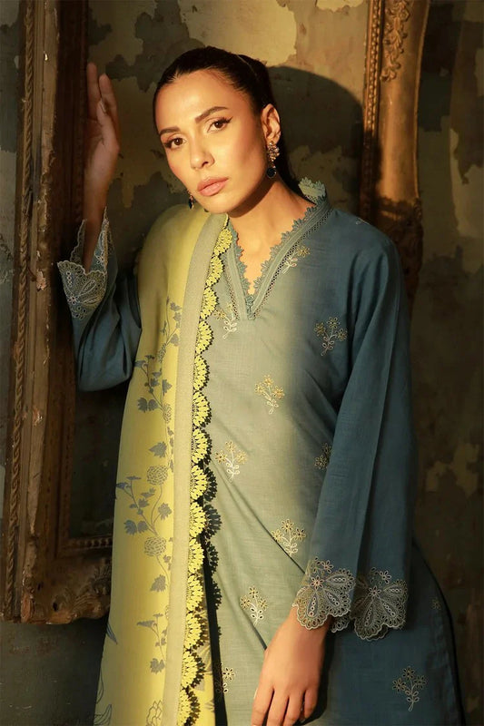 Sahar - Fall Embroidered Edit - AW1-25-13-Aqua Meadow - Unstitched