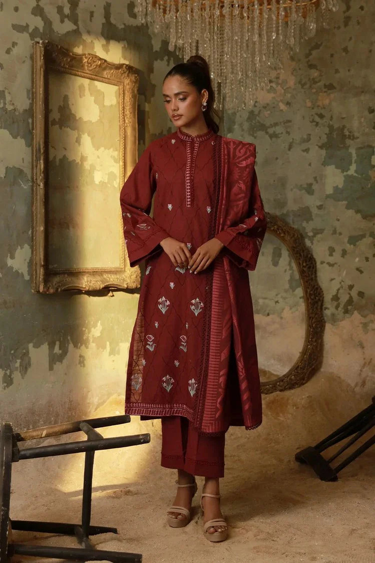 Sahar - Fall Embroidered Edit - AW1-25-14-Royal Berry - Unstitched
