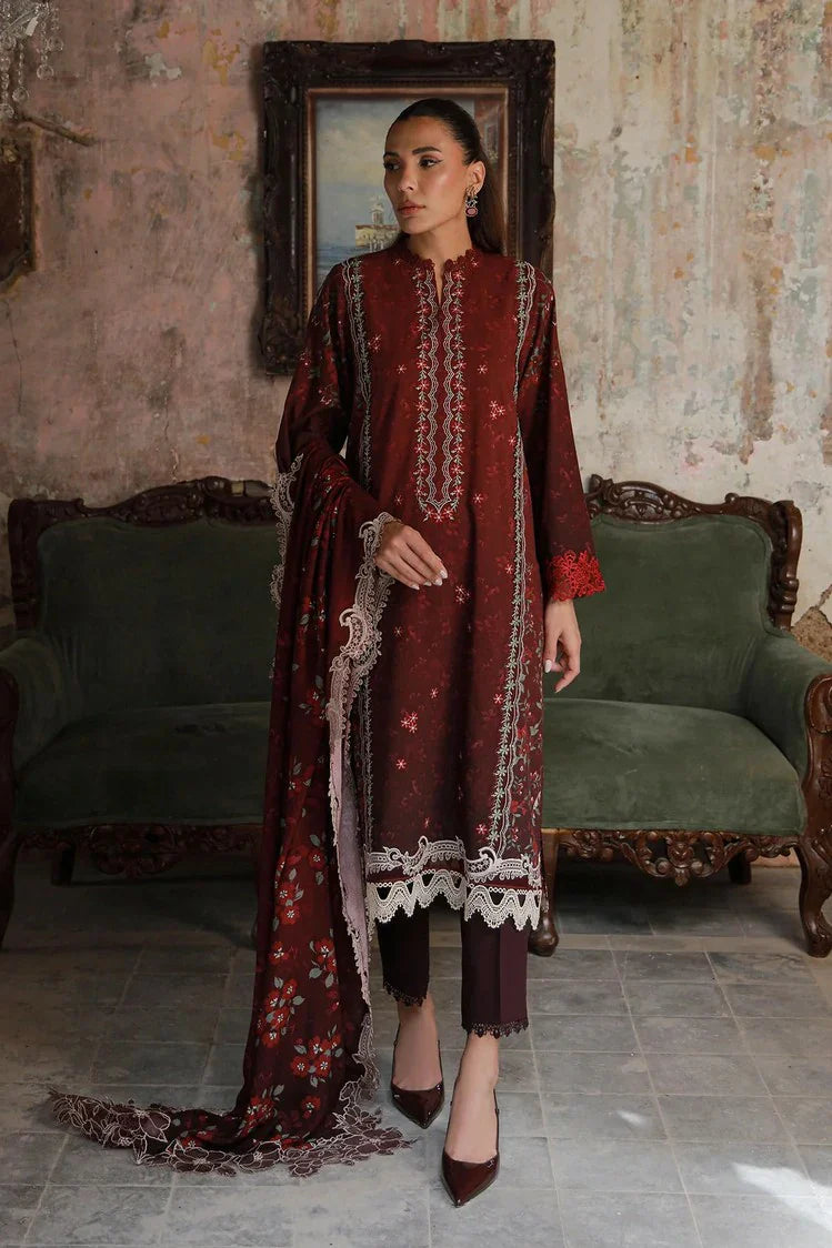 Sahar - Fall Embroidered Viscose Edit - AW1-25-16-Crimson Amour - Unstitched
