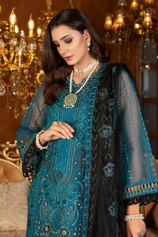 Janique - Luxury Chiffon Collection Vol 4 - D-031 Cobalt blue - Unstitched