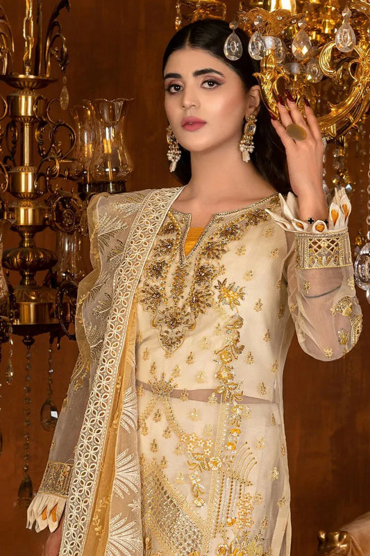 Janique - Luxury Chiffon Collection Vol 4 - D-037 Gold - Unstitched