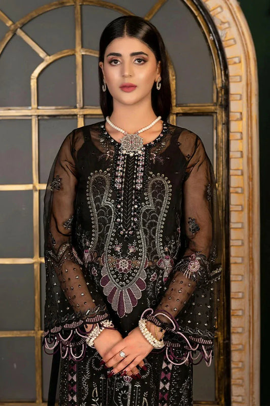 Janique - Luxury Chiffon Collection Vol 4 - D-038 Raven black - Unstitched