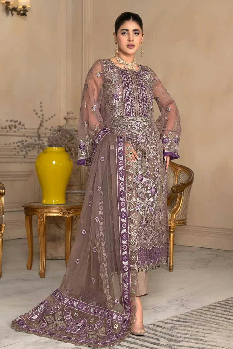 Janique - Embellish Luxury Collection Vol 7 - Design-03 Tyrian Purpel - Unstitched